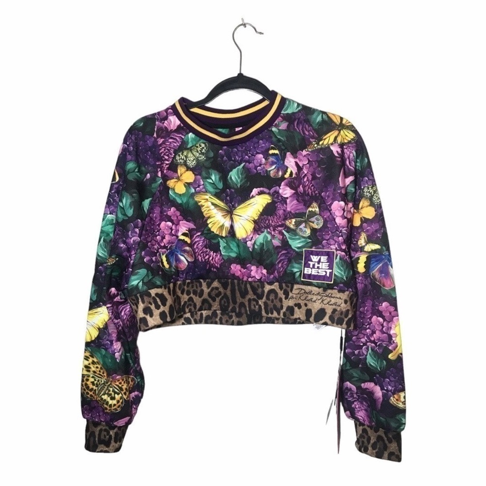 Dolce & Gabbana Purple Pink Graphic Crop Hoodie
